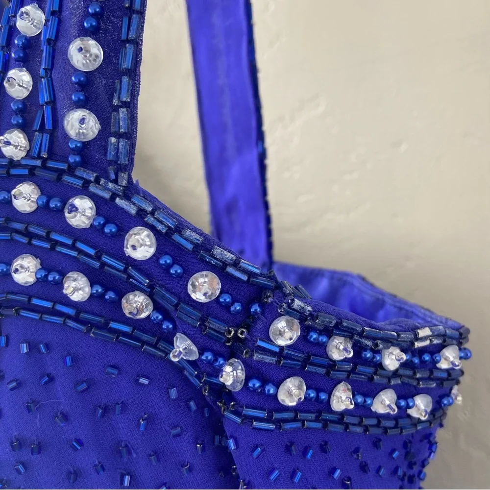 Stunning Alyce Designs formal gown - sapphire blue w/ silver and blue beading - Picture 10 of 13